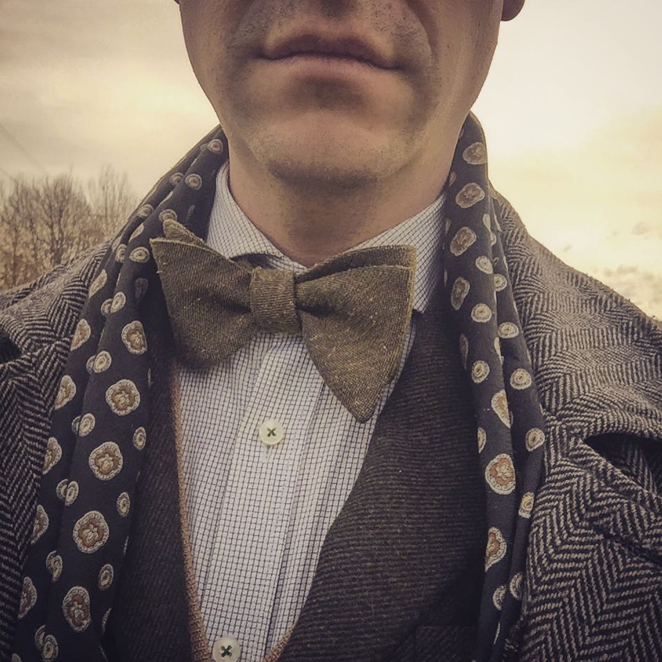 Dressed for a trip into city.