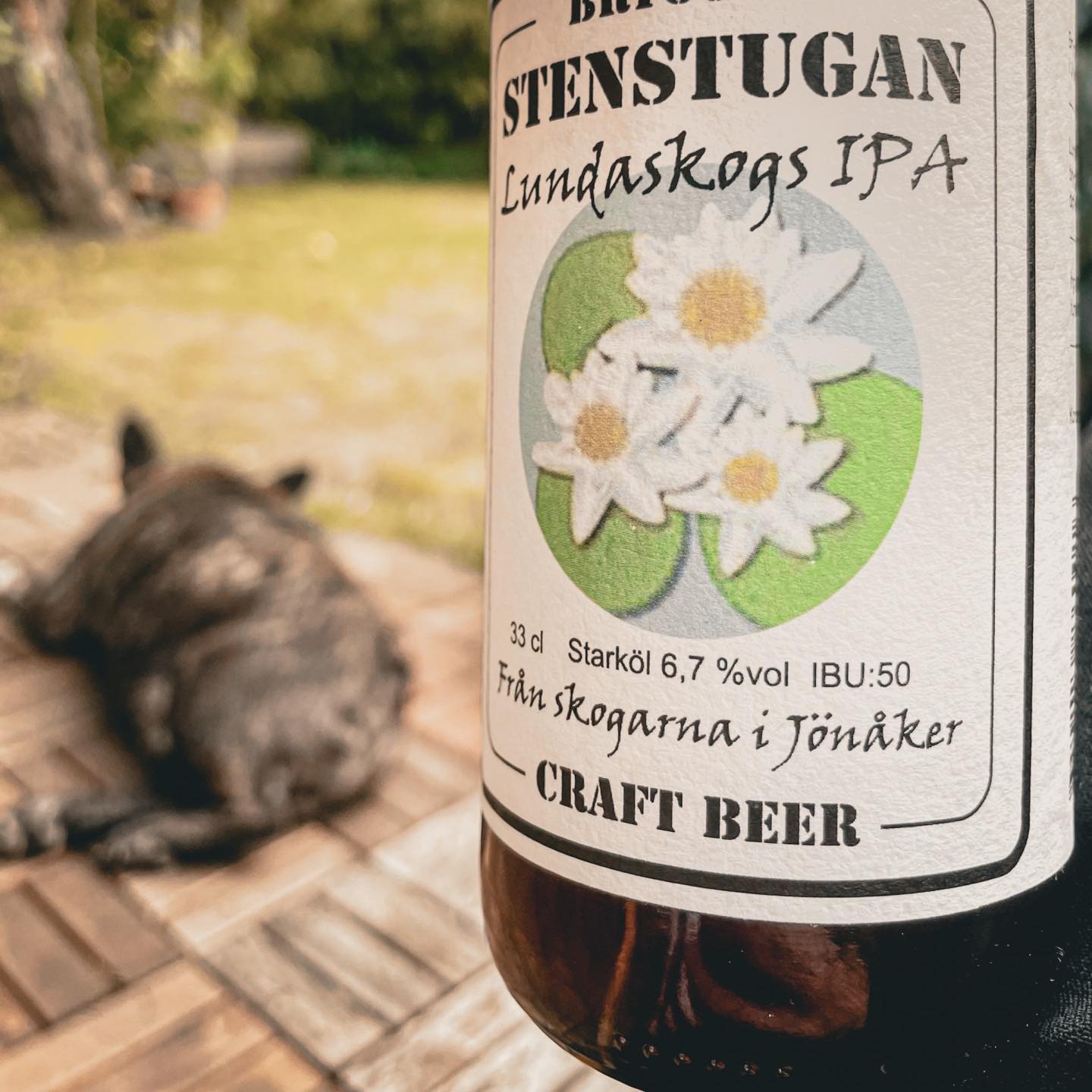 AW i trädgården med en vän. @bryggeri_stenstugan.